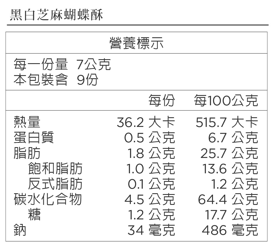 蝴蝶酥禮盒 經典及黑白芝麻蝴蝶酥 (18入)